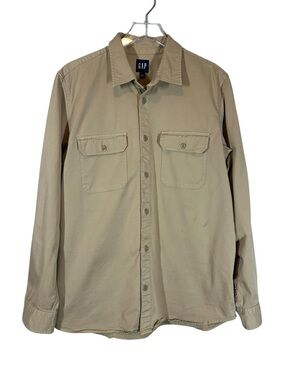 GAP Men's Large Tan Twill Chino Academy Button Down Shirt